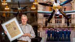 Family: Colin McKellar and members of the current 602 (City of Glasgow) Squadron at Kelvingrove Museum.