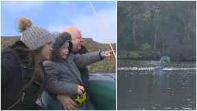 Dream come true: Zachary spots Nessie in the water.
