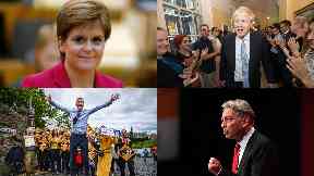 Campaigning: Nicola Sturgeon, Boris Johnson, Willie Rennie and Richard Leonard.