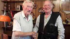 Reunited: Jimmy meets son of former WWII comrade.