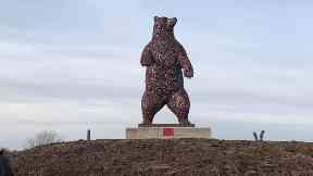 towering bear sculpture has been unveiled in Dunbar