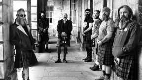 Kilts and Peaky Blinders-style clothing features in the images.
