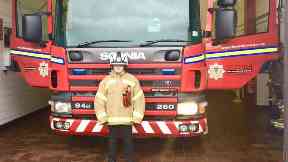 Grand tour: Nathan was welcomed to Eyemouth Fire Station.