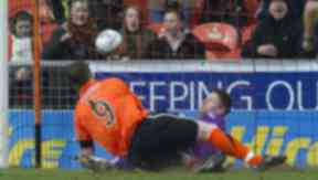 Jon Daly puts Dundee United in front against Hibs.