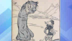 Nessie Debate: Newspaper cartoon depicting Loch Ness monster conversation.