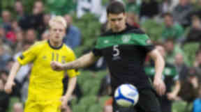 Darren O'Dea in action for Ireland in their win against Scotland.