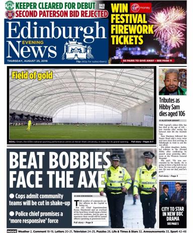 evening scotland edinburgh headlines thursday paper front pages