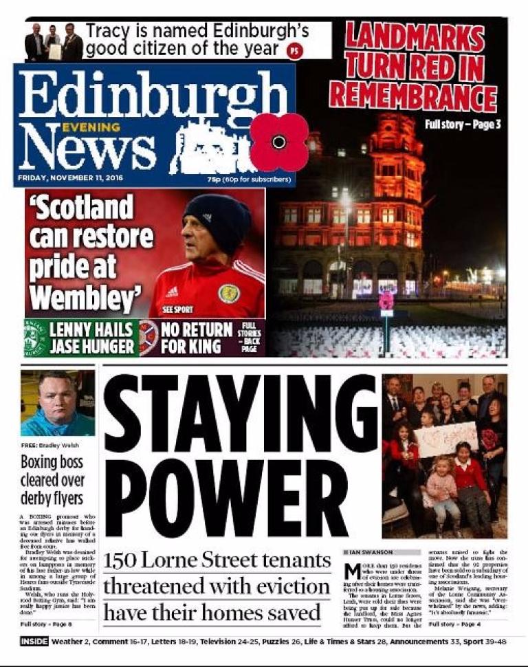 Front Pages The Evening Paper Headlines In Scotland On Monday